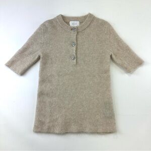 H&M Edition beige mohair blend short sleeve jewel button sweater Medium womens